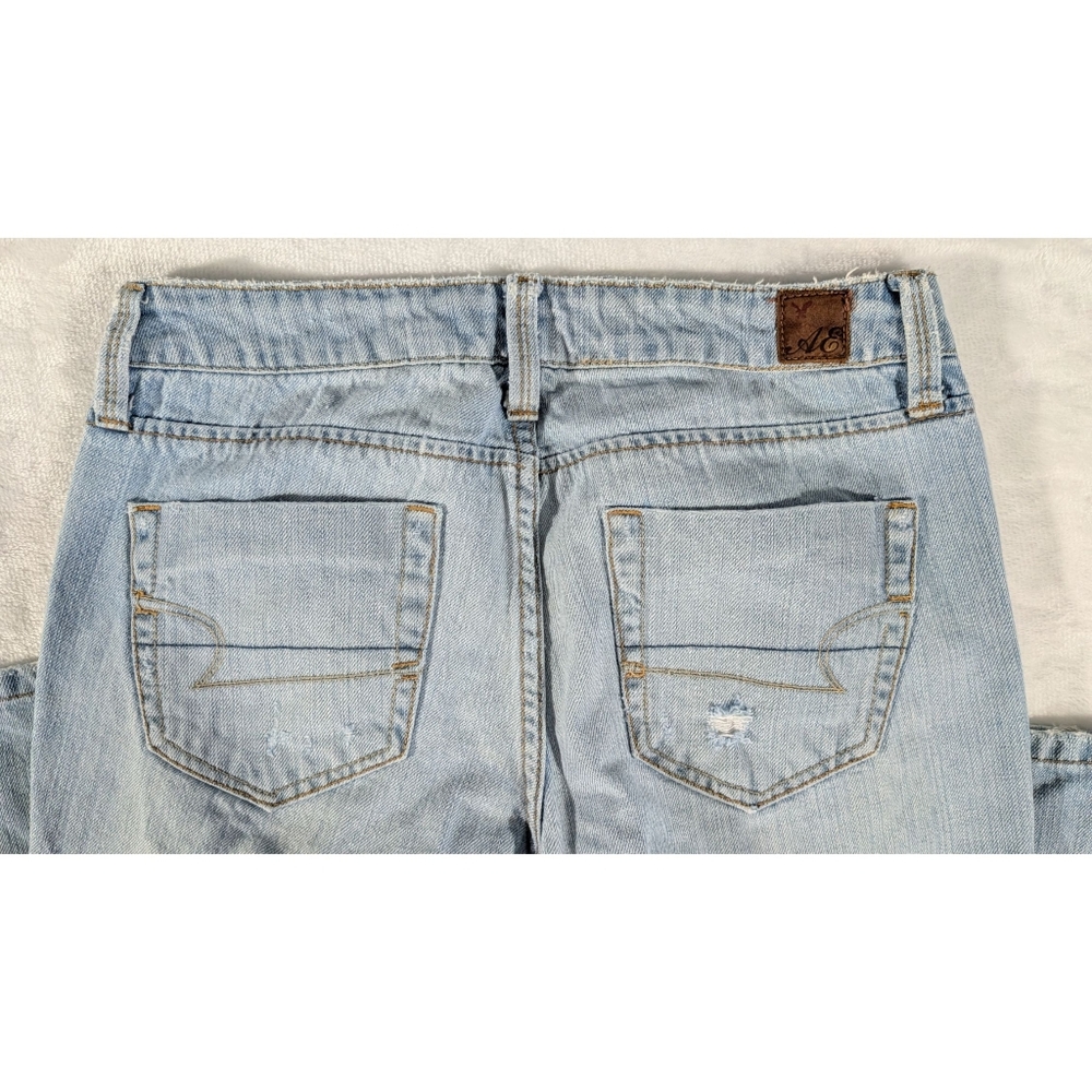 ❤️ American Eagle True Boot Distressed 100% Cotton Size 0 Short Light Wash - Picture 7 of 14